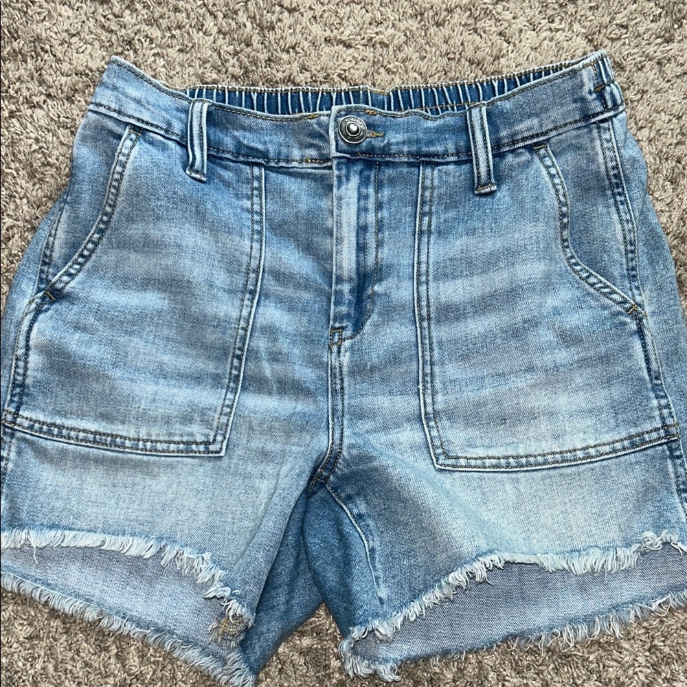 Aerie Light Blue Frayed Jean Shorts